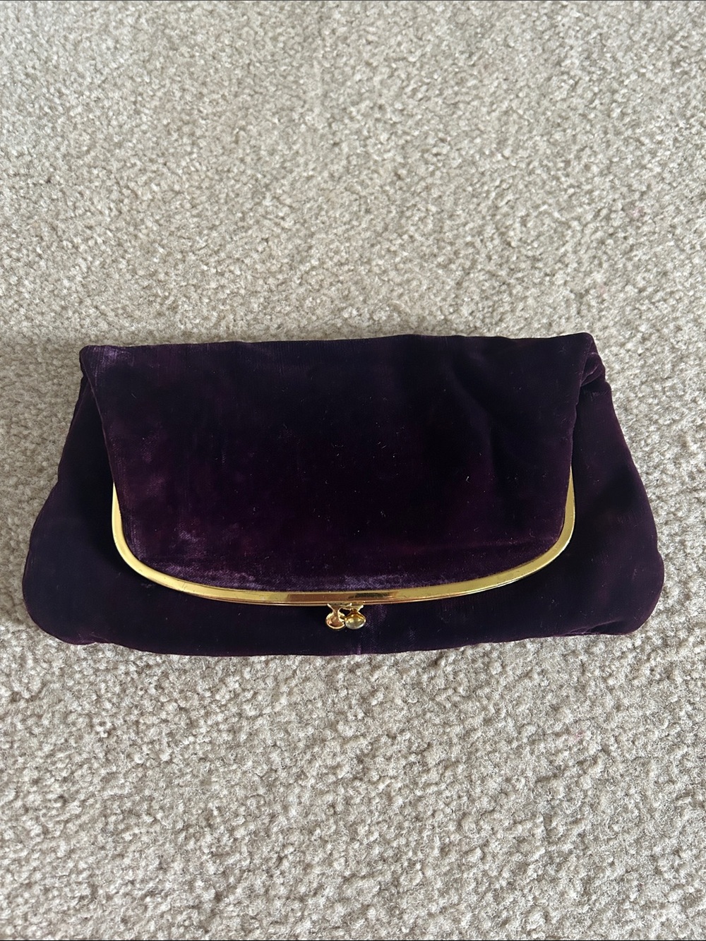 Coblentz Vintage Deep Purple Velvet Fold-Over Clutch